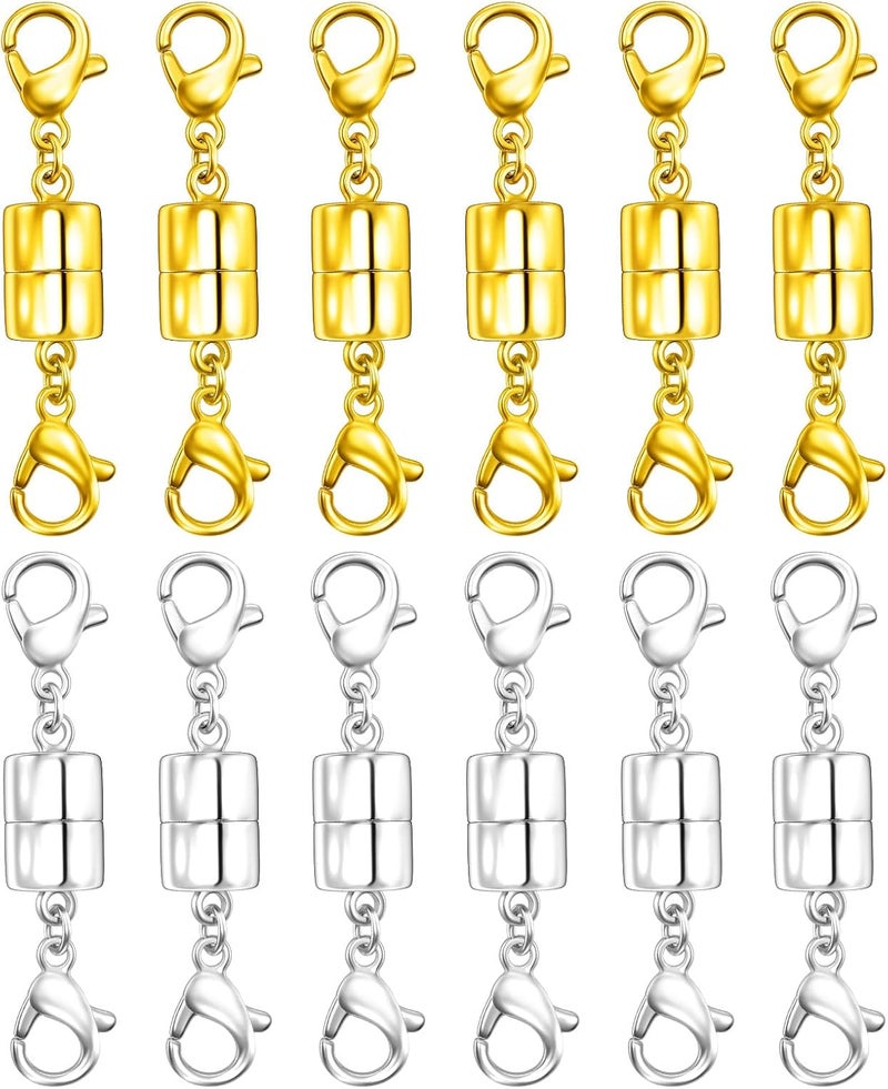 Qulltk Double Lobster Clasp Magnetic Necklace Clasps and Closures 14K Gold and Silver Magnetic Jewelry Clasps Converters for Bracelet Necklaces Extender - Image 1